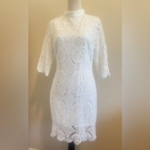 Elegant White Midi Dress with Bell Sleeves